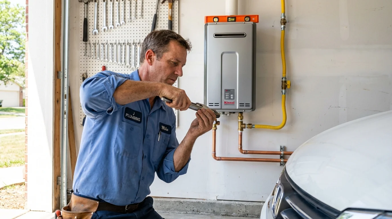 Tankless water heater installation by a Johns Plumbing LLC plumber in Lisbon